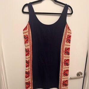 Tuckernuck Judith March Navy embroidered shift dress